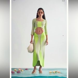 Cult Gaia crop MATILDA KNIT TOP - MANTIS JADE